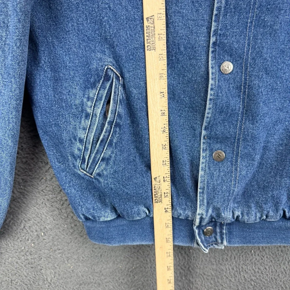 Hartwell ViaSport Mens Blue Denim Bomber Jacket Star Logo Vintage Size L 11718